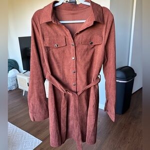 Burnt Orange Corduroy Dress